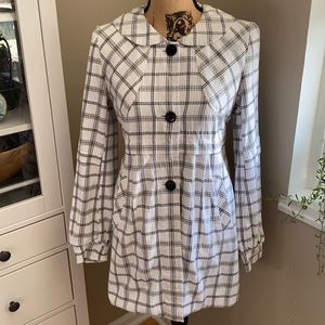 Volcom White, Gray, & Black Plaid Pea Coat